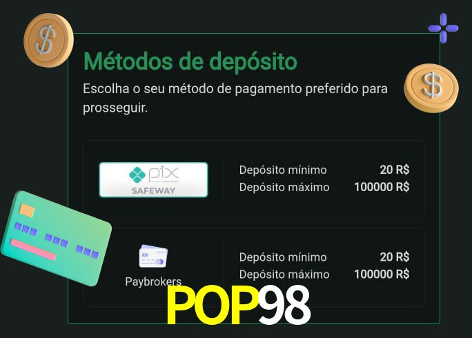 O cassino POP98 oferece uma grande variedade de métodos de pagamento